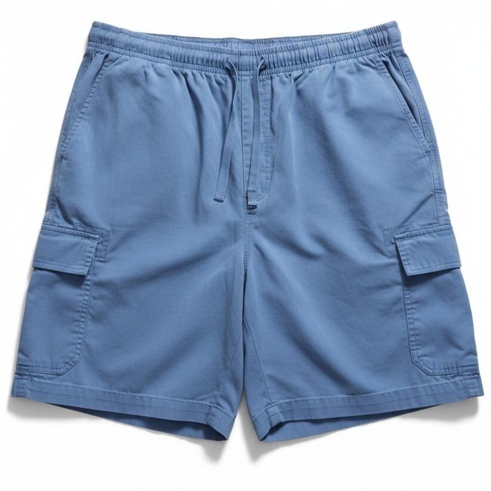 Sunday‎ Cottons Blue Cargo Shorts, Elastic Waist Drawstring, Women's Large